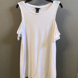 Plain white shirt with open sleeves